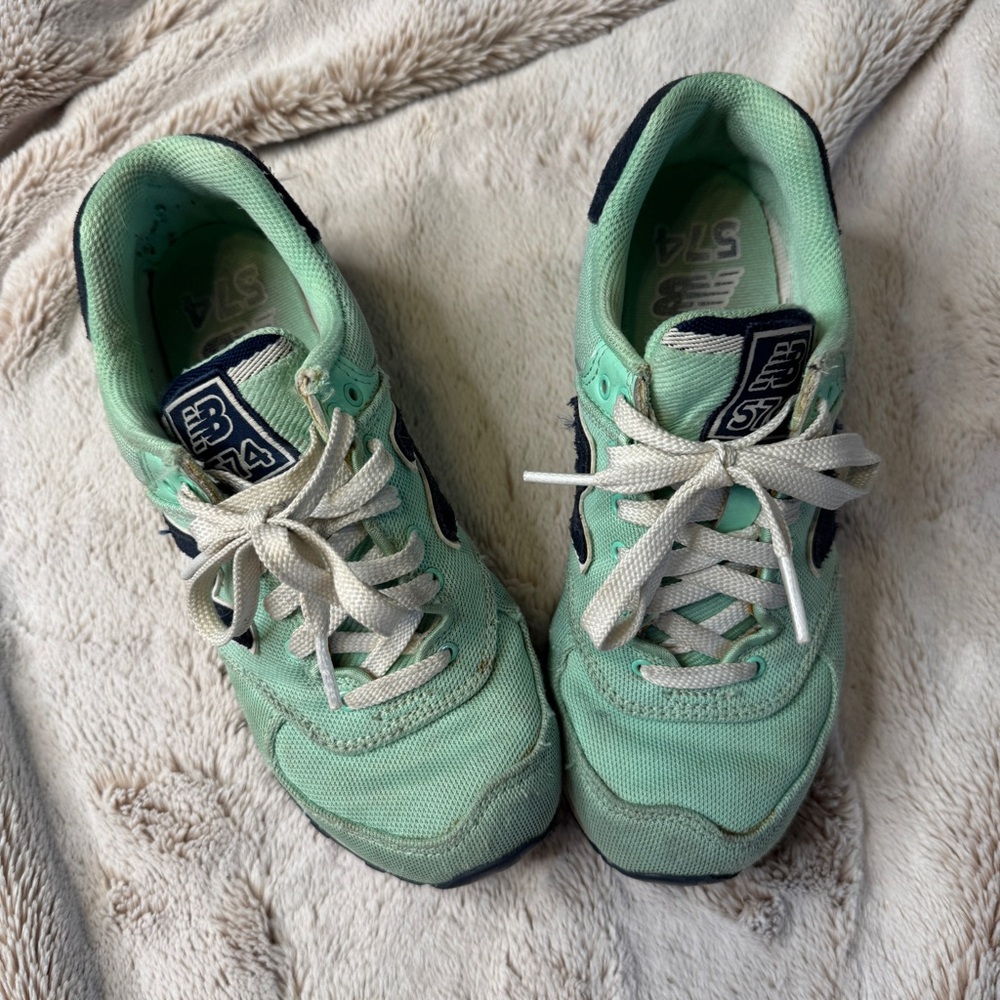 New Balance Light Green and White Sneakers